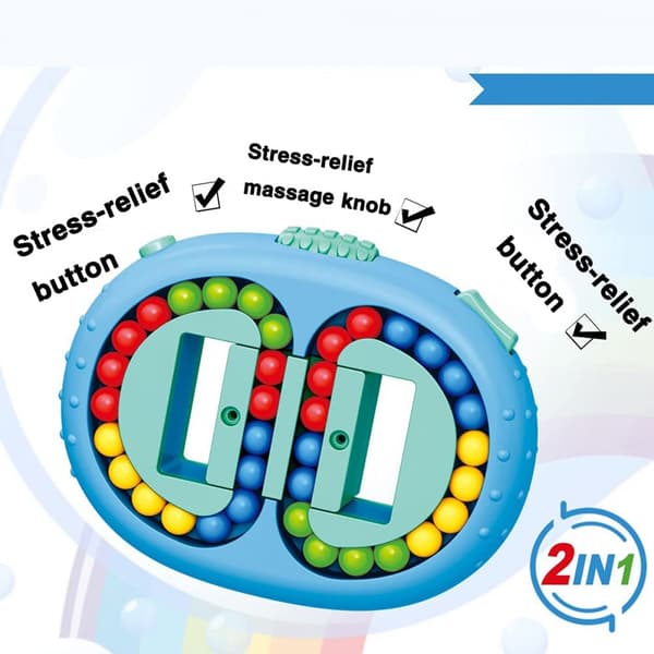 2 in 1 pyörivä Magic Bean Cube Spinner Fidget Stress Relief Ball Double Flip Handheld Puzzle Decompression Educational Toy (Sininen)