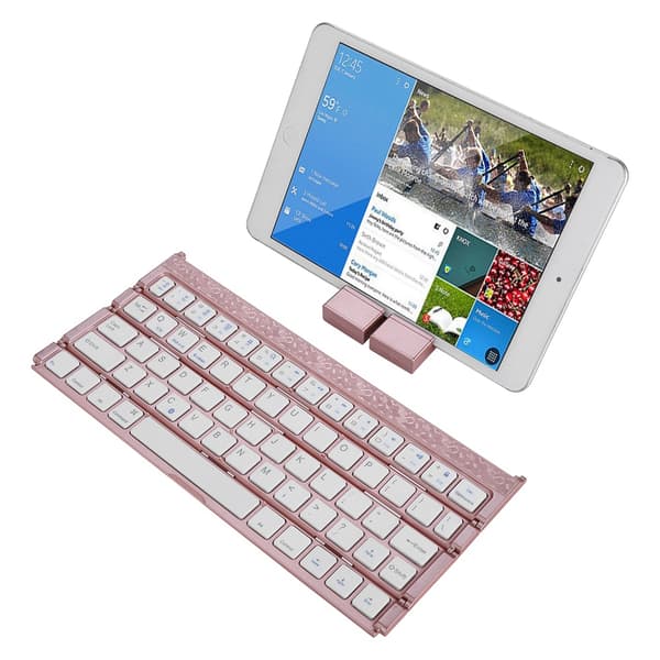 Universell sammenleggbart trådløst Bluetooth-tastatur for Windows/Android/IOS-nettbrett, roségull