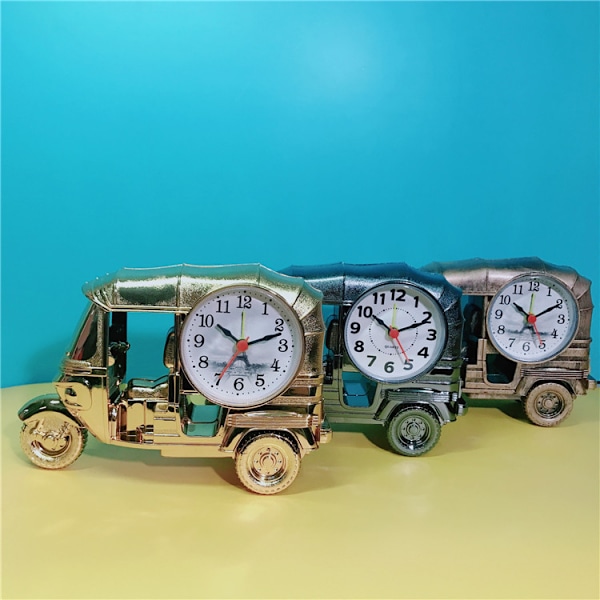 Alarmita retro triciclo de escuela primaria con recordatorio de tiempo personalizado, Bronce, 7 pulgadas × 4.72 pulgadas