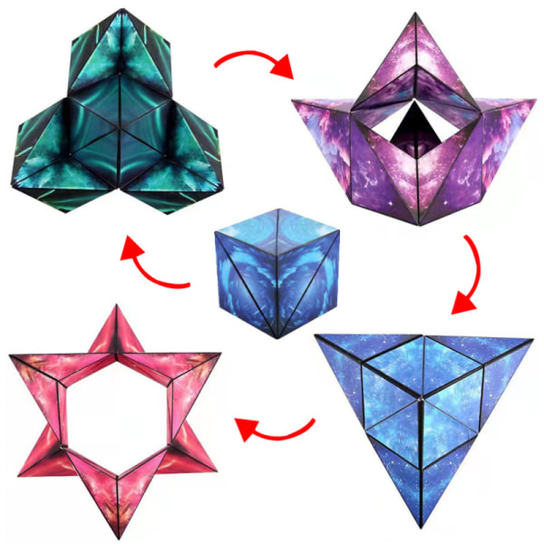 Variable tredimensionelle geometriske magnetiske byggeklodser, magnetisk foranderligt dekompressionslegetøj, som en gave til dig selv eller venner (flammerød)