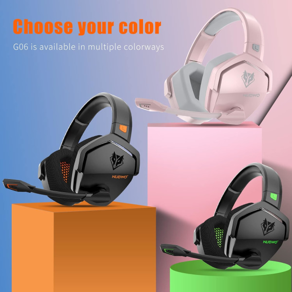 G06 Trådløst dobbelt gaming-headset med mikrofon for PS5, PS4, PC, mobil, Switch: 2,4 GHz trådløs + Bluetooth - 100 timers batteri - 50 mm drivere - Ora Orange