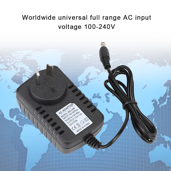 24W 12V2A AC-adapterladdare Strömförsörjning 5.5mm*2.5mm 5.5mm*2.1mm-kontakt