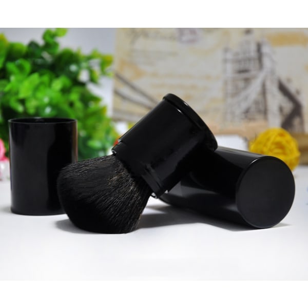 1 stk bærbar sort pulverbørste teleskopisk rødmebørste makeupbørste Multifunktionelt skønhedsmakeupværktøj (sort)
