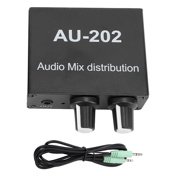 Stereo Mikser 2 inn 2 ut Lav Støy Uavhengig Volumkontroll 3,5 mm Liten Lydmikser for Hodetelefon DC 5‑24V