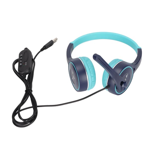 Barnehodetelefoner HD Stereo Sound Multifunksjonell USB-kablet headset for barn tenåringer gutter jenter