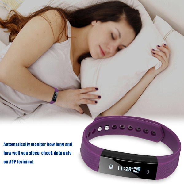 Bluetooth Smart Armband Armband Klocka Stegräknare Sport Fitness Tracker Lila