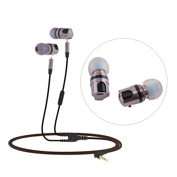 Universal In-Ear Avtakbar Design Stereo Musikk Øretelefoner med Mikrofon for Smartphone Gun-Gray