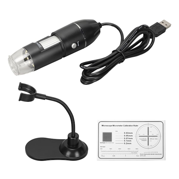 USB Microscope 50X to 1000X HD Portable Mini Digital Microscope Camera with 8 LEDs for Windows PC Black