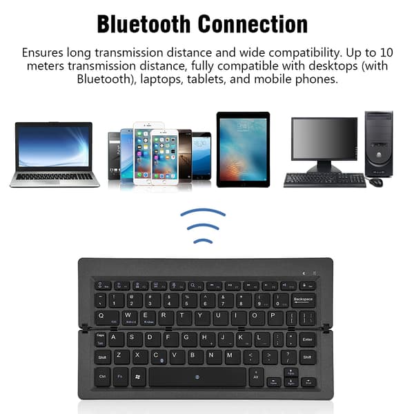 Mini bærbar magnetisk foldbar vandtæt Bluetooth trådløst tastatur til IOS/ Android/ Windows