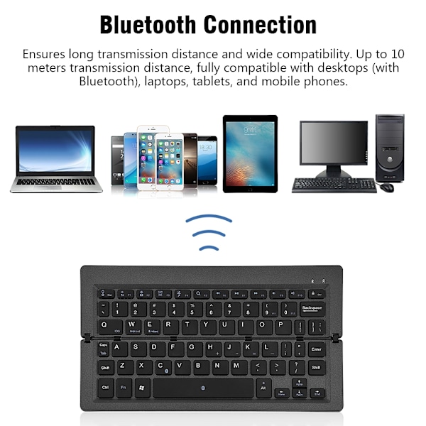 Mini kannettava magneettinen taittuva vedenpitävä Bluetooth langaton näppäimistö IOS/Android/Windows