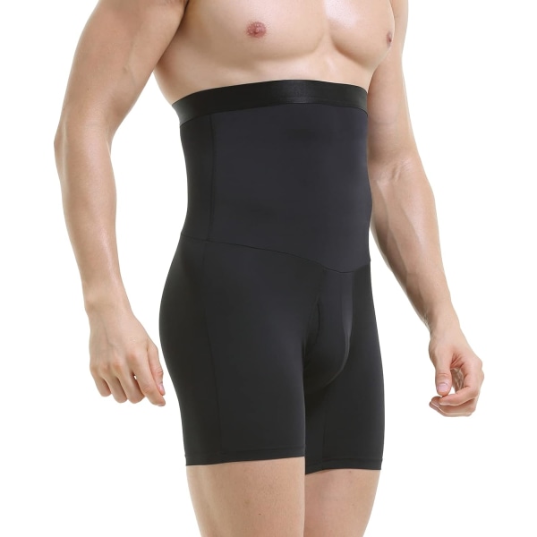 Män Tummy Control Shorts Hög Midja Underkläder Slankning Shapewear Body Shaper Ben Boxer Kalsonger Black L
