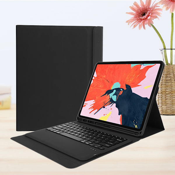 Irrotettava langaton näppäimistö PU-nahkakotelo Kynäteline iPad Pro 12.9 tuumaa (musta)