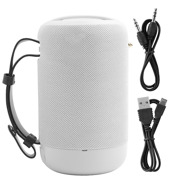 Vattentät bärbar trådlös Bluetooth-högtalare för utomhusbruk med HiFi-basljud och FM-radio (vit)