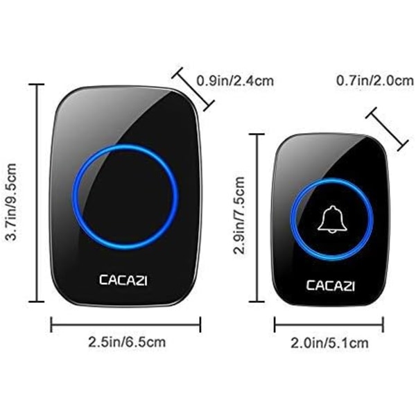 Trådløs dørklokkesett, plugg-inn mottaker, vanntett trykknapp med 300 meter rekkevidde, 5 volumnivåer, 60 melodier, (1 knapper + 1 mottakere)