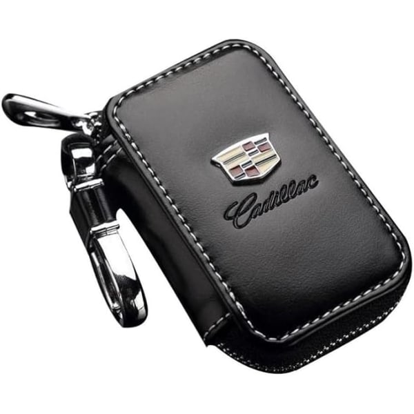 Case för Cadillac, äkta läder Car Smart Keychain Nyckelringhållare Metallkrok och nyckelring Dragkedja (för Cadillac)