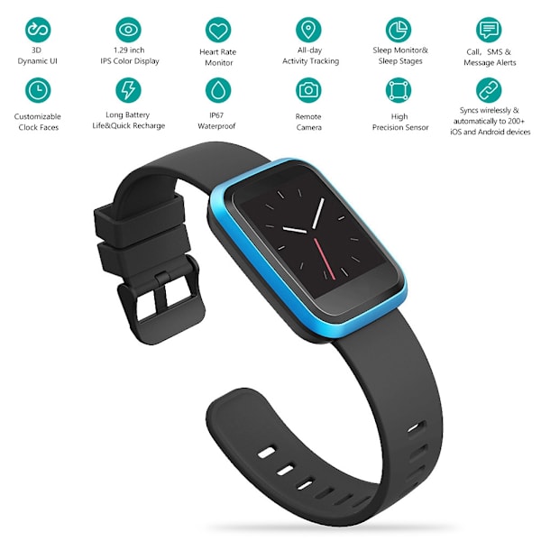Zeblaze Crystal 2 IP67 Vattentät Smart Armbandsklocka med HD Färgrik Display Skärm Blå