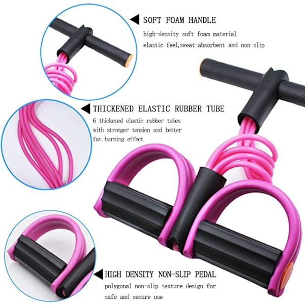 Multifunktionell spänningsrep, 6-rörs elastisk yogapedal dragare motståndsband, spänningsrep fitnessutrustning, stretchning bantning