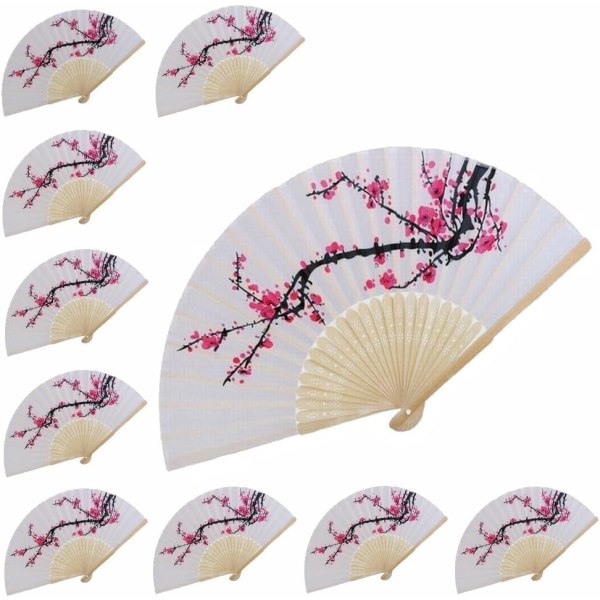 10 kpl Delicate Cherry Blossom Design Silkki Taitettava Käsiviuhka Häät Favors Lahjat Japanilaiset juhlat