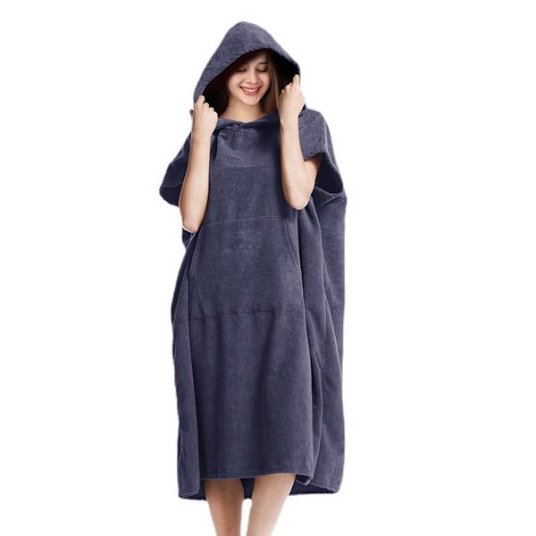 Changing Robe Mikrokuitu Hiha Lyhyt Surf Poncho Hupulla Nopea Kuiva Kylpytakki Suuri Tasku Miehet Naiset Ylisuuri Pyyhe
