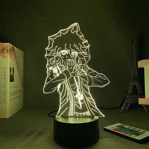 USB 3D Anime Illusionslampe Nagito Komaeda LED nattlyslampe for soveromsdekorasjon 7 farger berørings-/fjernkontroll 16 farger akryl neonlampe