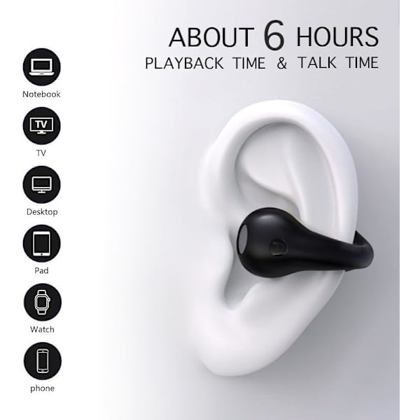 Trådløse ørepropper Bluetooth 5.3 Hodetelefoner 50H Avspilling Dyp Bass Stereo Ørepropper med LED Strømindikator Lading Etui IPX7 Vanntett Øretelefoner med Black