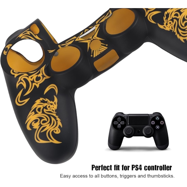 Game Controller Skin Grip Cover Case, Blødt Silikon Cover, Skin Grip Shell Cover til PlayStation 4 PS4 Controller Black-Yellow