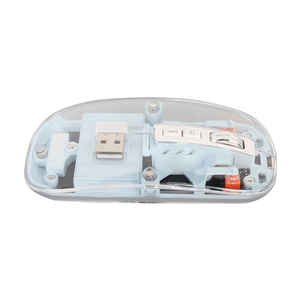 Trådlös Bluetooth-mus Transparent Clear Cool Shell Mute Click Färgglada Andningsljus Bärbar datormöss Blå