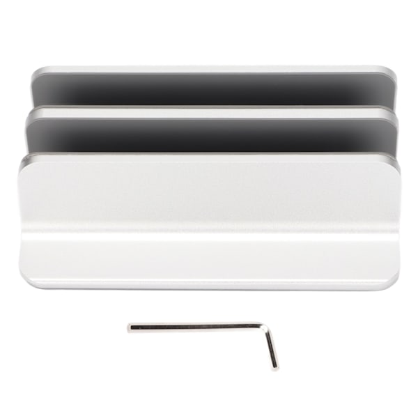 Bærbar computerholder Vertikal 2 slots Aluminiumlegering Justerbar bærbar computerstand til hjemmekontor Desktop Tablet Notebook