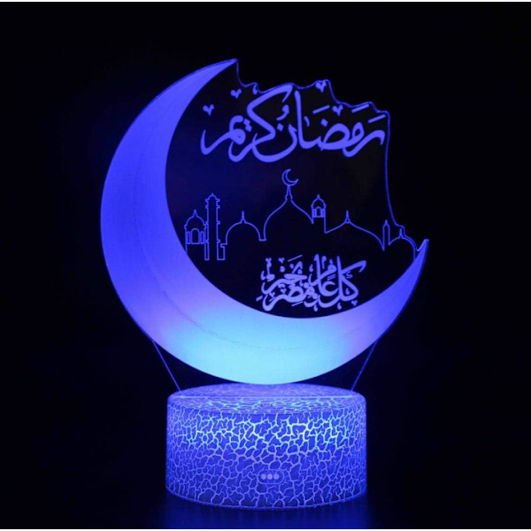 3D Illusion Lampe Måne Stemningslys 7 Farveskiftende Akryl LED Natlys USB Kabler Soveværelse Skrivebord Dekoration