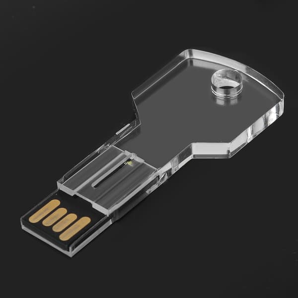 Bärbar transparent nyckelformad 16G Mini USB U-disk Flash Drive Minnespinne U-disk