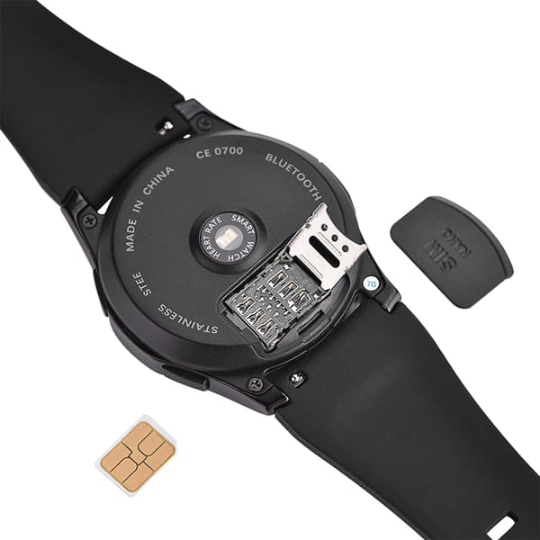 Älykäs rannekello Bluetooth 4.0 SIM-kortilla Sykkeen seuranta Tiedon synkronointi iOS Android Musta