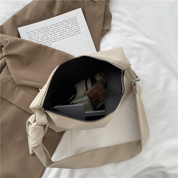 Kvinners Skulder Bag Stor Kapasitet Casual Lazy Style Messenger Bag for Skole Arbeid Gratis Størrelse Beige