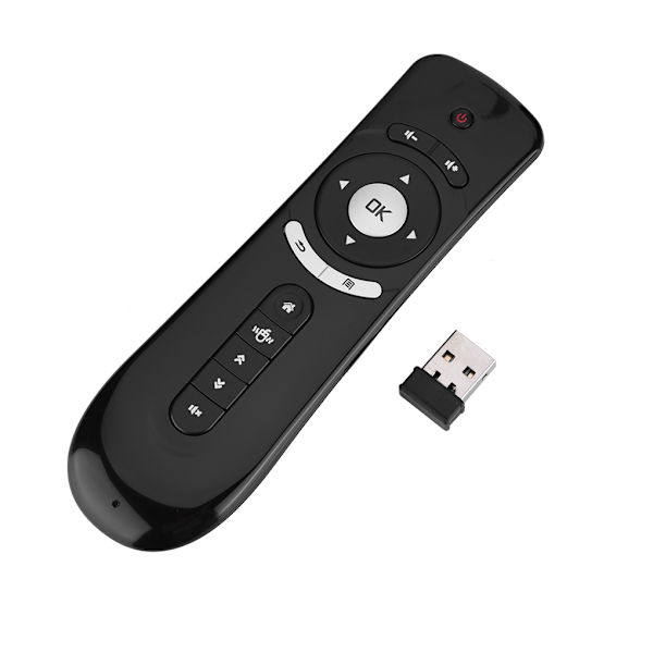 2,4 GHz Fly Air Mouse T2 Mini Fjärrkontroll Trådlös 3D Gyro Motion Stick för 3D Sense/Spel/PC