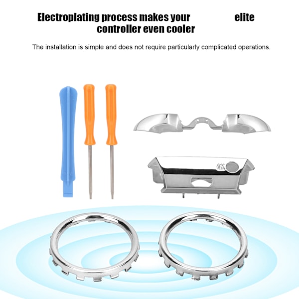 För XBOX ONE ELITE Version LB/RB Thumbstick Accent Rings Kit (Galvaniserad Silver)