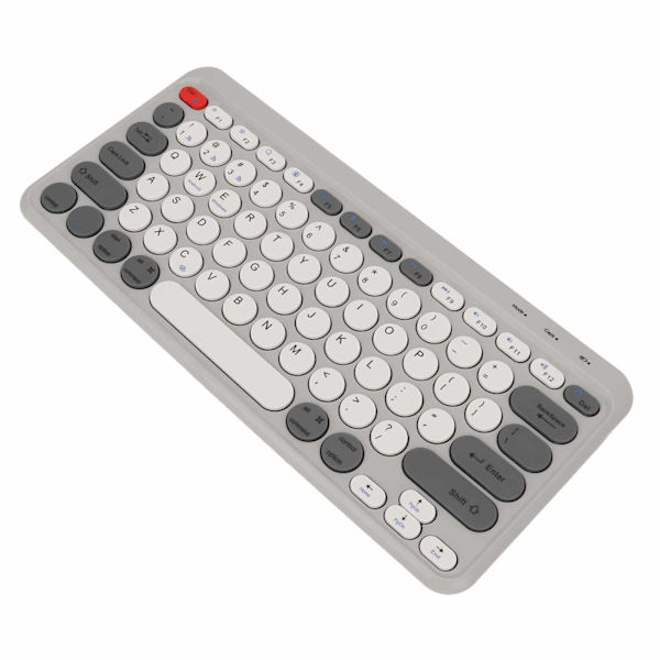 Kompakt rund tastatur mini tastatur trådløs Bluetooth 2.4G dobbel modus bærbar slank tastatur for Windows for Android for IOS hvit
