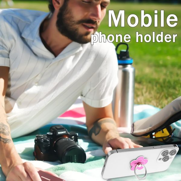 2 st telefonringhållare stativ mobiltelefon blomma finger ring grepp stativ metall universellt kompatibla tillbehör med smartphone, mobiltelefoner 2pcs Silver