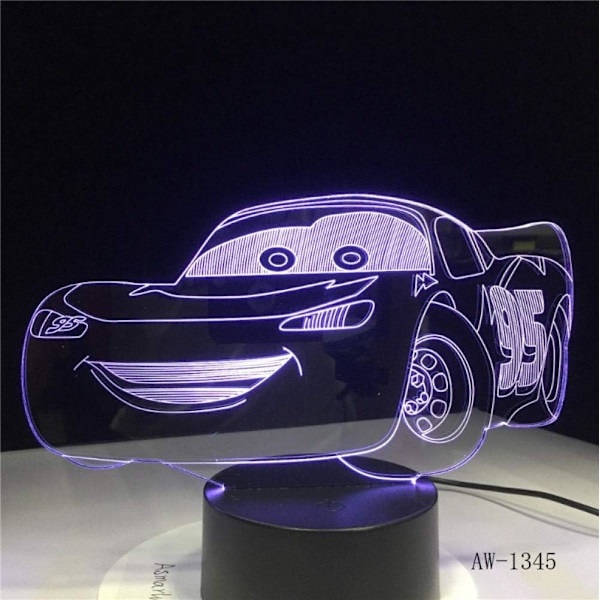 Drengebirthdaygave Lyn McQueen Route 66 Din Racerbil 3D 7 Farve Lampe Visuel Led Natlys til Børn Touch USB Bordlampe