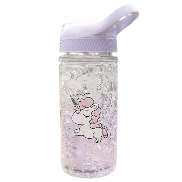 JUSTUP Unicorn Vannflasker for Jenter Kopp med Sugerør og Sikkerhetslås Rosa Utendørs Innendørs Vannflaske 400ML/13.5oz for Skolebarn Jente Unicorn Lov