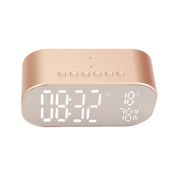 Alarmklockradio Multifunktion FM Digital Radioväckarklocka med Bluetooth-högtalare för hemsovrumGuld