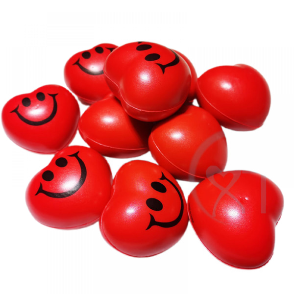 12 dekompressionspu-kulor Röda Hjärtformade PU-skum elastiska bollar