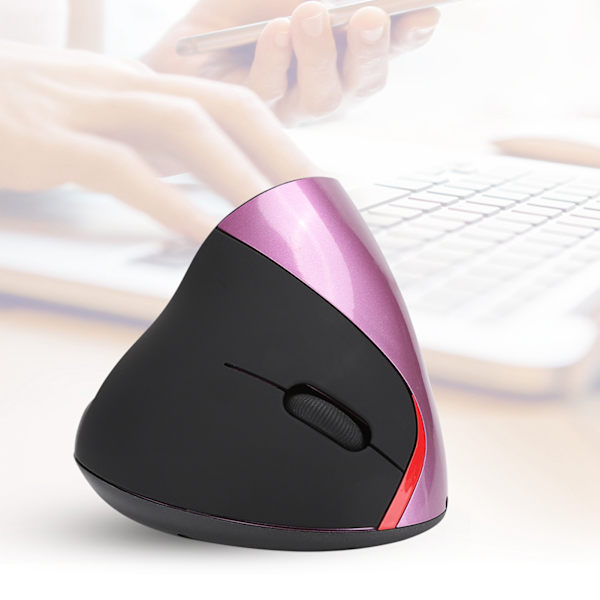 Ergonomisk lodret højglans UV-maling overflade 1200DPI 2.4G trådløs optisk mus (lilla)