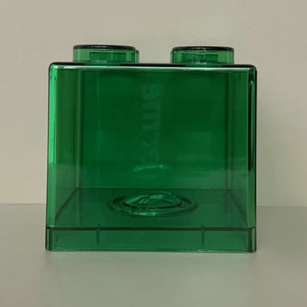 Genomskinlig sparbössa i form av en byggsten, rektangulär transparent sparbössa för mynt för barn pojkar flickor 8,9x8,9x9,2cm / 3,5x3,5x3,6in Green