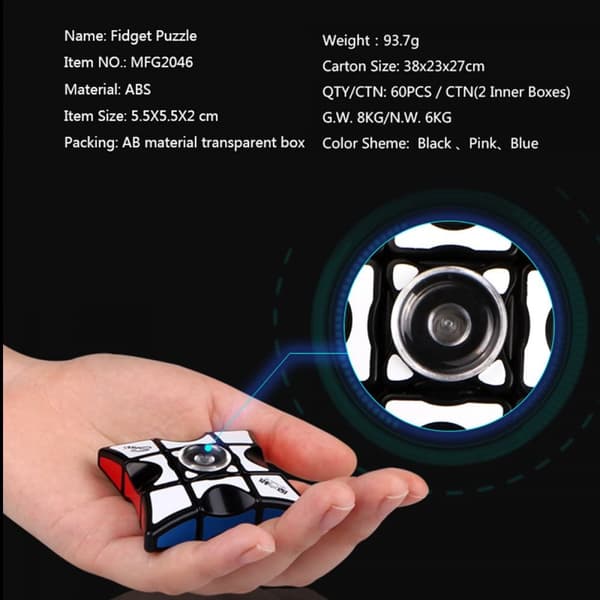 Fidget Spinner Cube, 1x3x3 Floppy Cube Puzzle Spinner Anti-Stress Fidgetlegetøj til børn og voksne