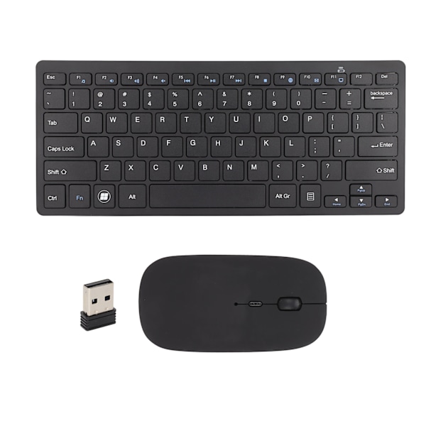 2.4G trådløst tastatur og mus-kombination 78 taster understøtter 800 1000 1200Dpi ultratynd sort USB-tastatur og mus til pc-tablet