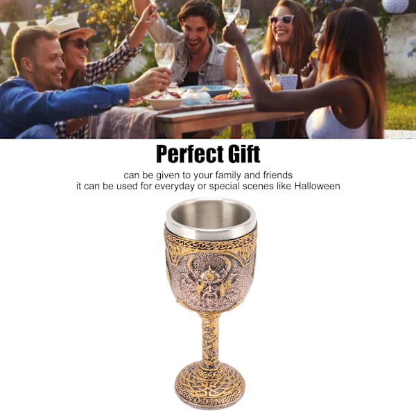 Nordisk Viking Bägare Retro Harts Rostfritt Stål Ölkrus för Cocktails Whisky Rött Vin