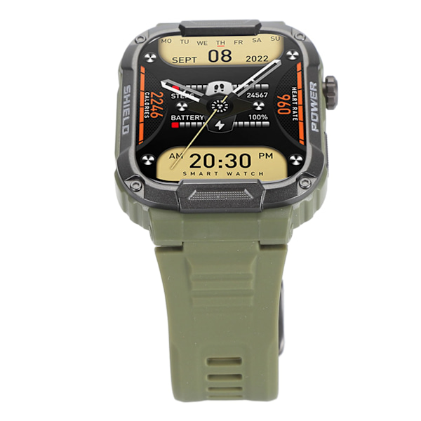 1,85 tum Sport Smartwatch Bluetooth 5.2 Musikspelande Pekskärm Smartwatch IP68 Vattentät Multifunktionell Klocka för Män Grön