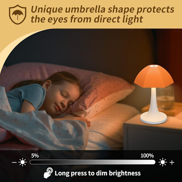 Sladdlös Bordlampa, Liten Bordlampa, LED Touchlampa Uppladdningsbart Batteri Drivs Ljus 4000mAh, 3 Färger & Steglös Dimbar