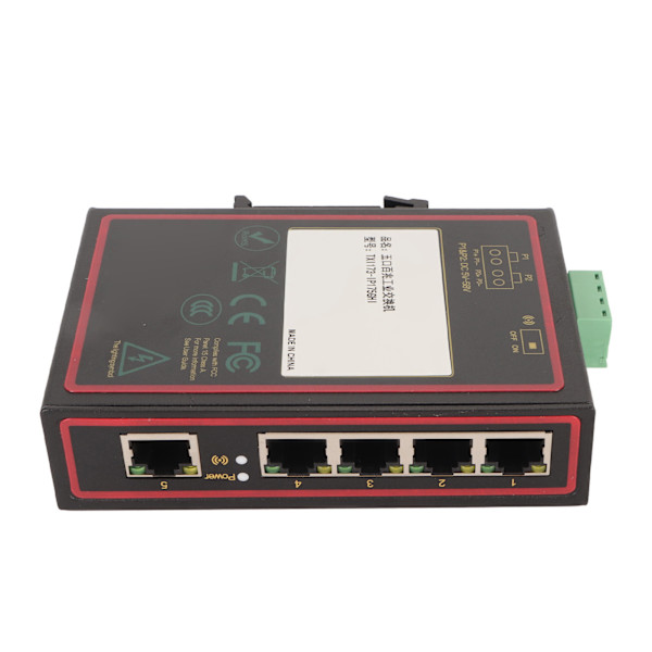 Industriel Ethernet-switch 5 porte 100 Mbps DIN-skinne IP40-beskyttelse Uadministreret netværksswitch til overvågningsindustrien