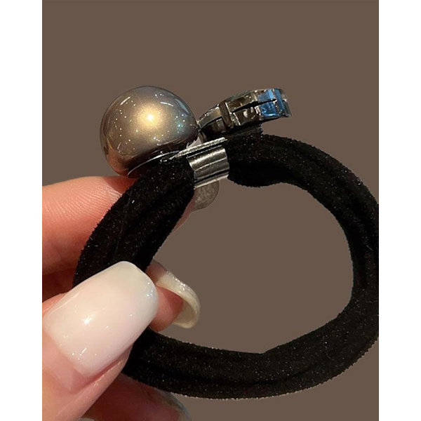 6 stk. Perle Hårbånd Hvid Perle Hår Scrunchies til Kvinder Perle Hestehale Holder Hår Reb Enkelt Perle Elastisk Hårbånd Perle Hår Tilbehør