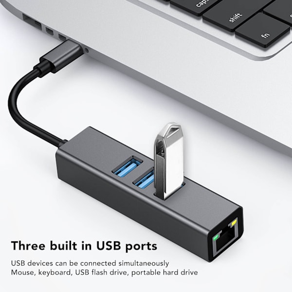USB-expander Professionell snabb dataöverföring USB3.0 till Megabit RJ45 Hub för bärbar dator Mobil HDD Skrivare Kamera